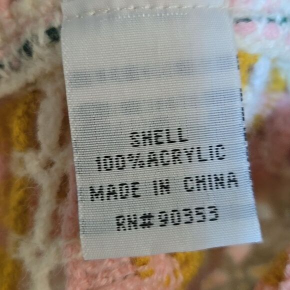 Rebellion Again Granny Square Crochet Crew Neck Sweater Coachella Stagecoach - Picture 11 of 14